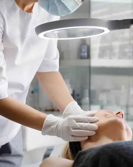 Professional skin treatment performed by a dermatologist